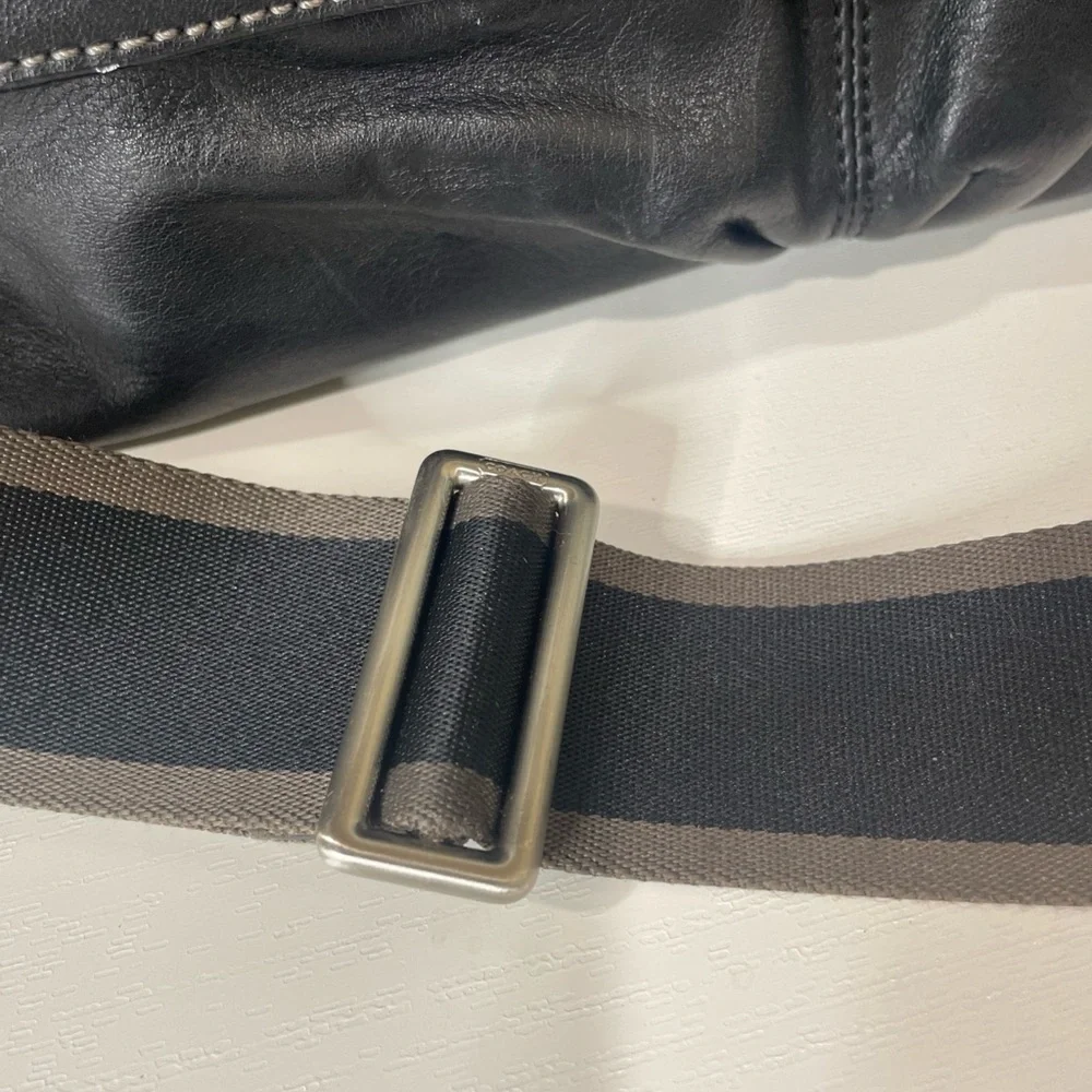 COACH Heritage Web Black Leather Messenger Bag #F70556